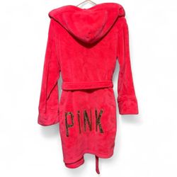 Victoria’s secret pink gold sequin plush robe w/ hood