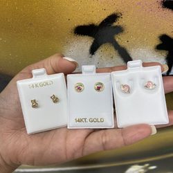 14k Aretes Para Niñas 