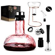 Wine Decanter With Drying Stand, Red Wine Carafe Breather Set By Cosima Cloud，Hand Blown Lead-free Crystal Glass, Wine Aerator Decanters Accessories,G