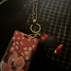Minnie Mouse keychain with badge holder