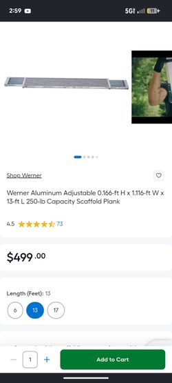 Werner 13ft aluminum adjustable capacity scaffold plank new