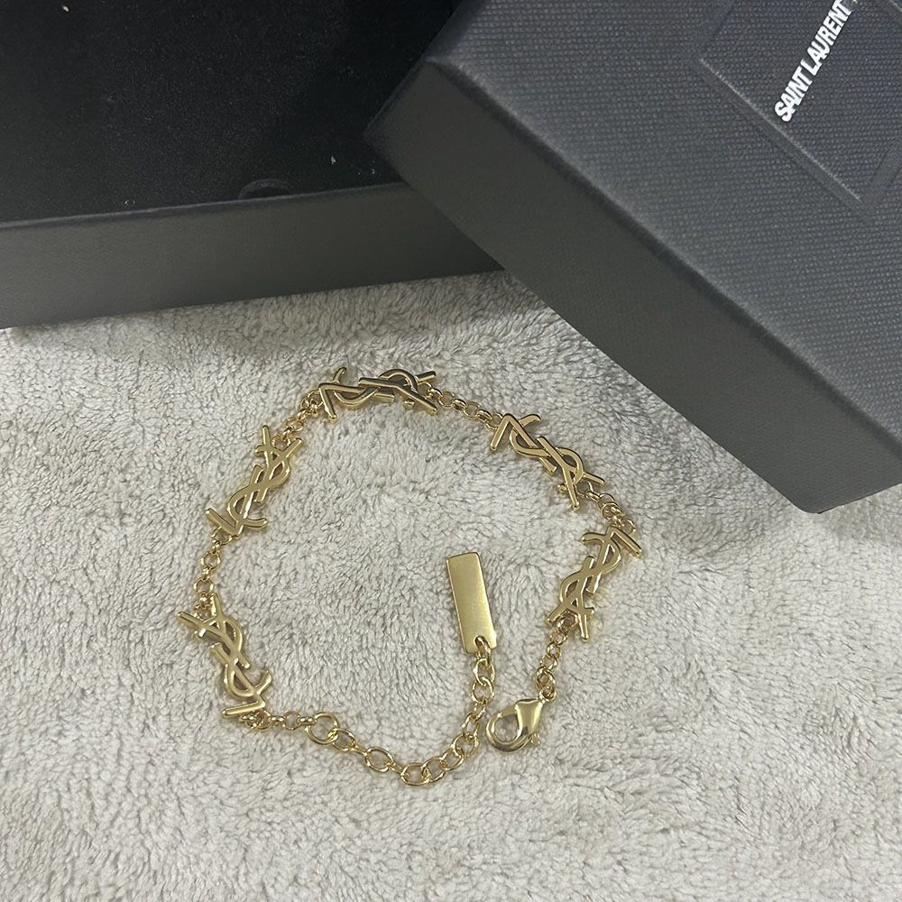 Yves Saint Laurent Chain YSL Logo Bracelet Womens