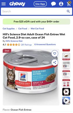New Hills science diet adult ocean fish entree 24 cans 2.9 oz