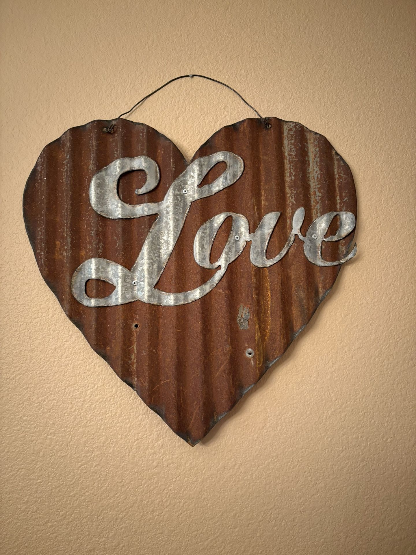 Home Decor Corrugated steel heart sign