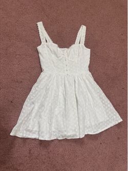 Small white eyelet lace short summer button cottage mini sun dress flair boho prarie  Good condition I dont see any damage or wear