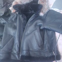 Mens Leather Winter Coat