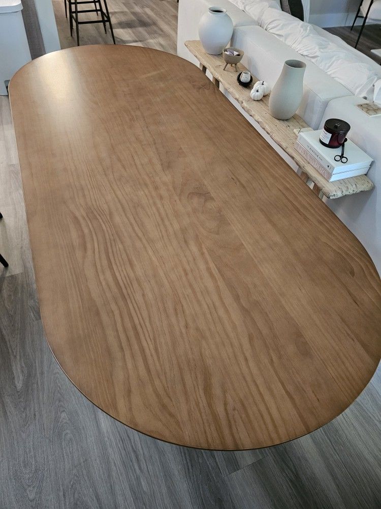 Tintica Series 70.9" Japandi Style Oval Wood Dining Table Walnut
