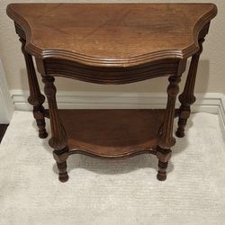 1920s Antique Walnut Demilune Entry Table