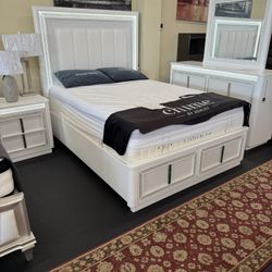 Queen Bed Room Set ( Includes Queen Bed Frame, Dresser, Mirror, 1 Night Stand On Sale