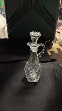 ANCHOR hocking Glass cruet w stopper elegant oil / vinegar bottle (Star of David) vintage