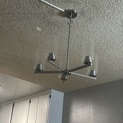 5 lamp chandelier, brushed chrome