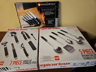 5 Piece Kitchen Tool Set And 7 Piece Gadget Set Stainless Steel New And 6 Piece Cutlery Set 