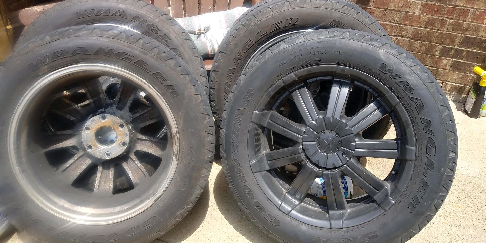 Rim for Chevy or any other 6 lug truck .Tires are used one cap is missing other than that rims are perfect o.b.o