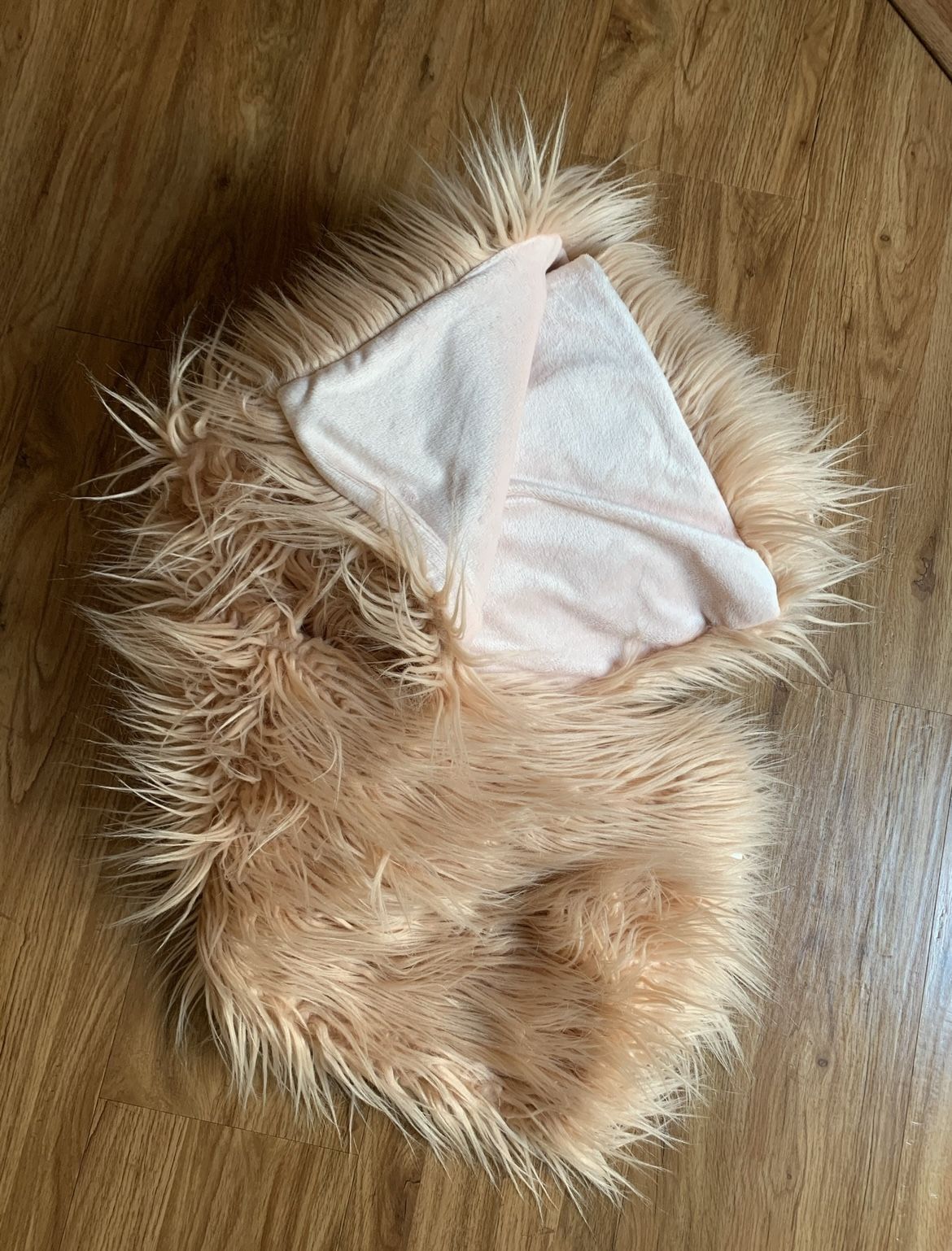 “WORLD MARKET” PINK FAUX FUR BLANKET