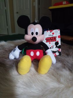 Mickey Mouse Mini Stuffed Character With Zipper Pouch and Clip On Top 