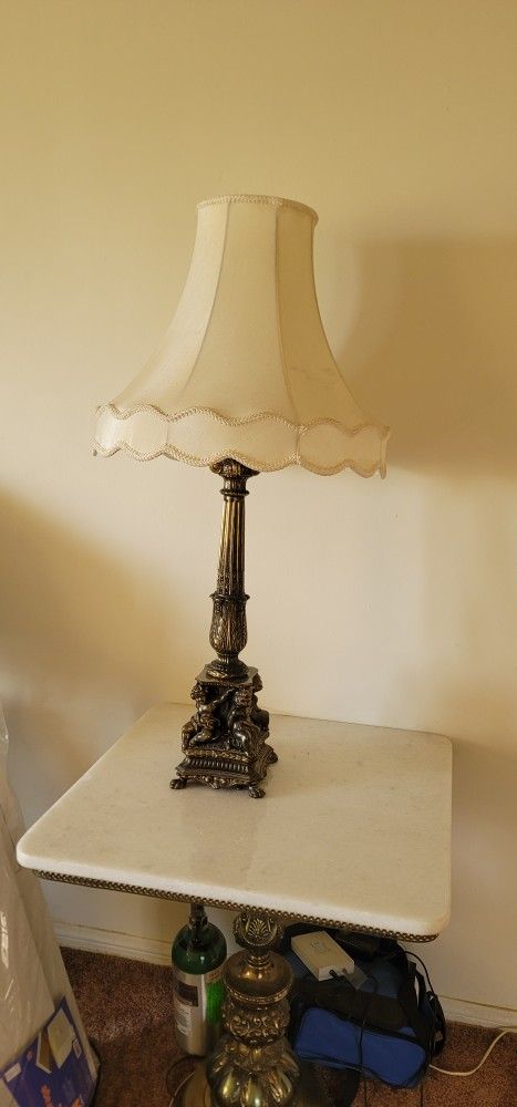Antique Lamp And Side Table