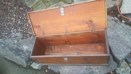 Antique Wood  Carpenter Storage Toolbox 