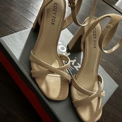 Nude Suede Block Heels Size 5 Women’s 