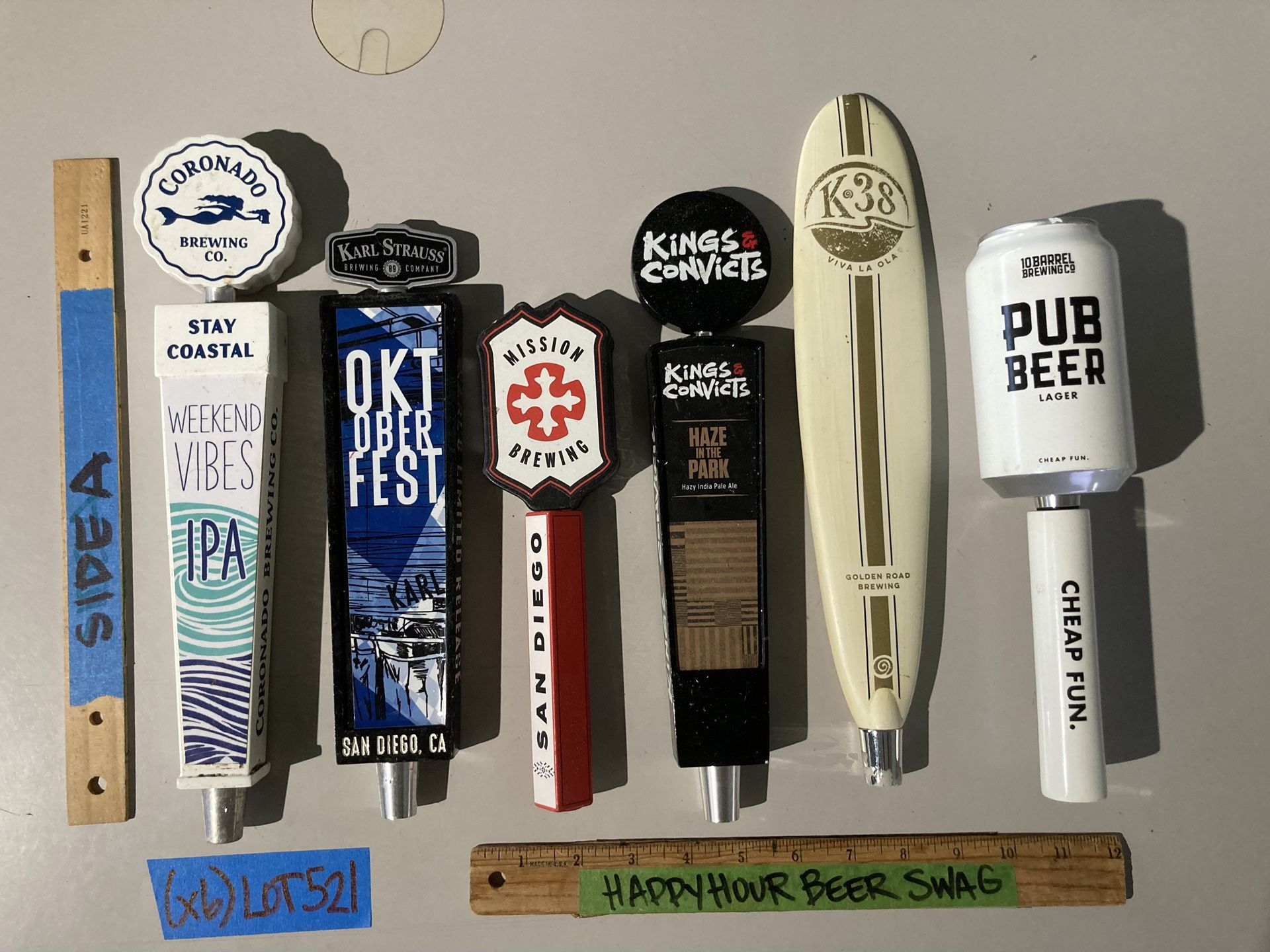 🌟 X6  Beer Tap Handle Lot Coronado K38 10 Barrel Mission Karl Strauss Etc 