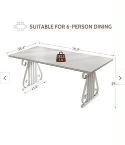 New in box Dining Table with Faux Marble Top, Kitchen Table for 6-8 People, Home Office Table with Adjustable Feet