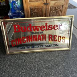 Budweiser Cincinnati Reds 1990 World Champions Baseball Beer Sign