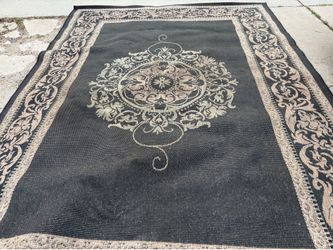 Black Beige Outdoor Patio Rug