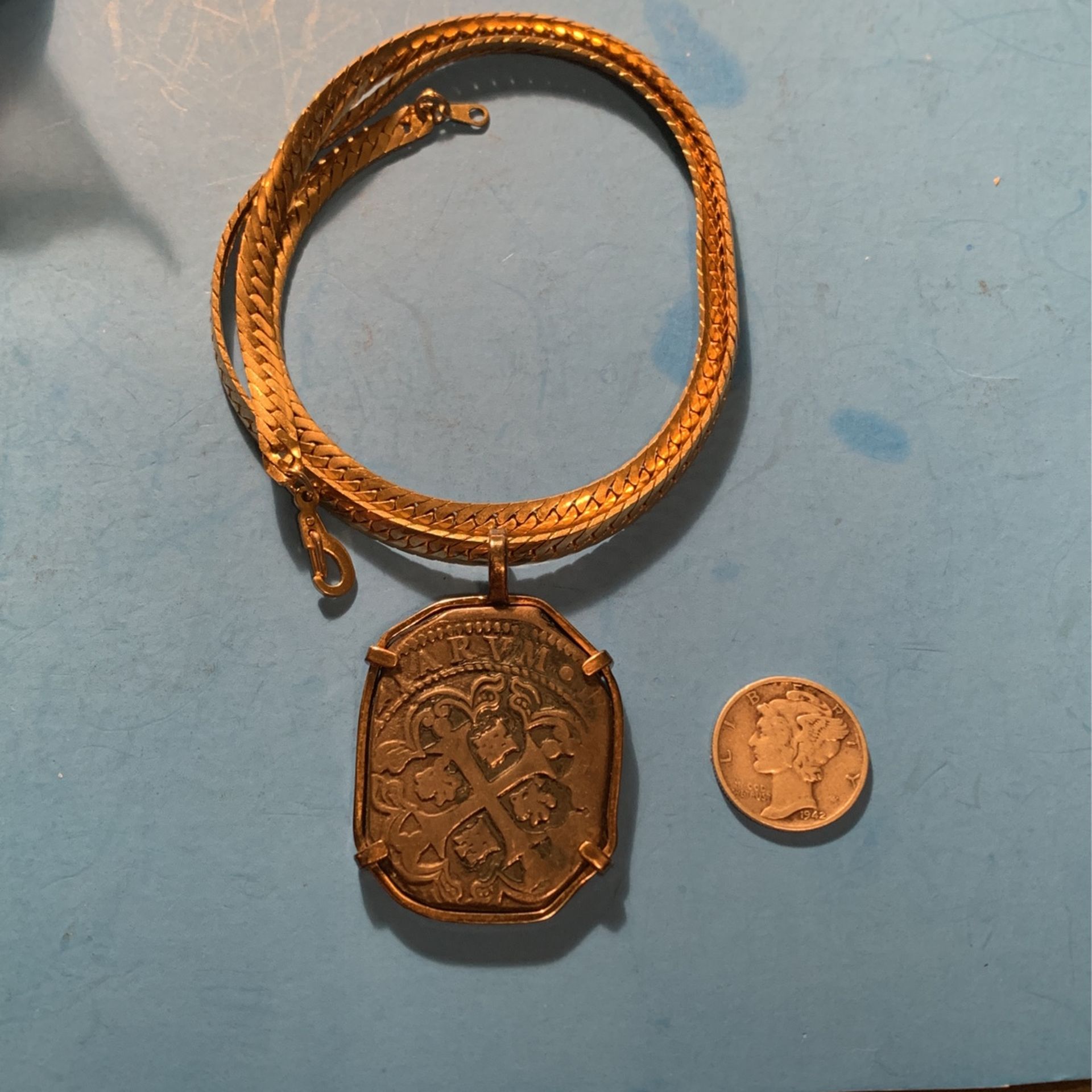 Silver Coin With 22kt Gold Bezel