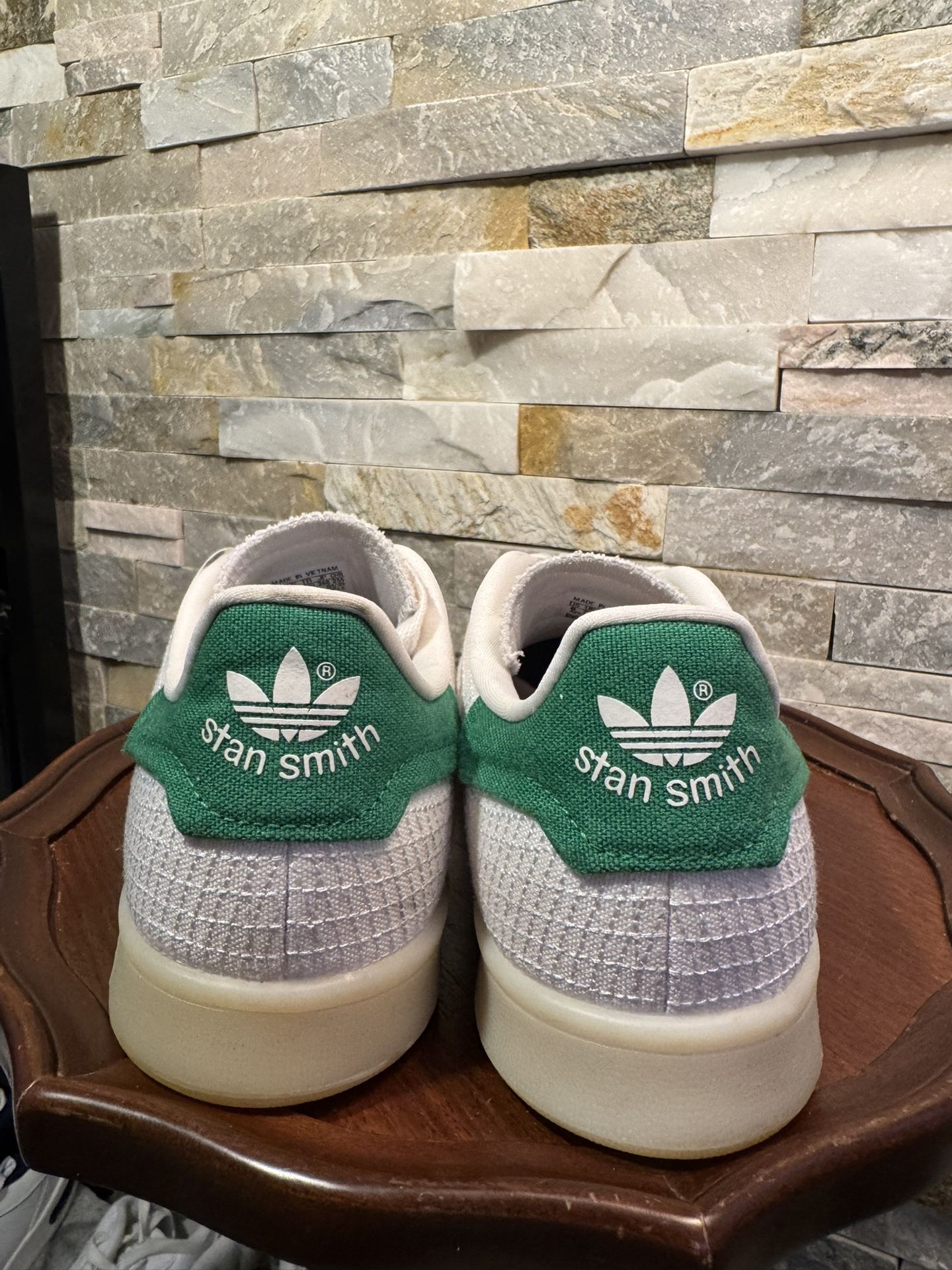 Mens Sz 8 Adidas Stan Smith Signature Lux Ivory Green Canvas  display picture 2
