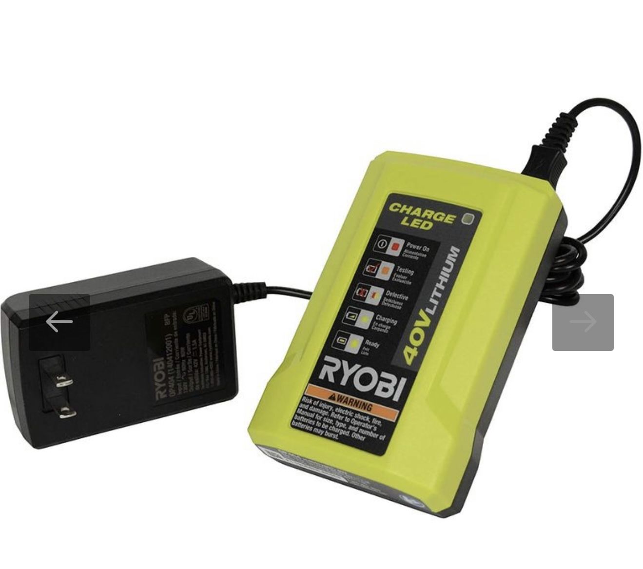 RYOBI GEN2 Lithium-ion 40 Volt 40v Slim Line Compact Battery Charger OP404