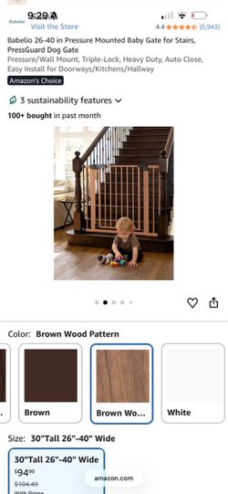 Babelio Pressure Mounted Baby Gate 26-40 in