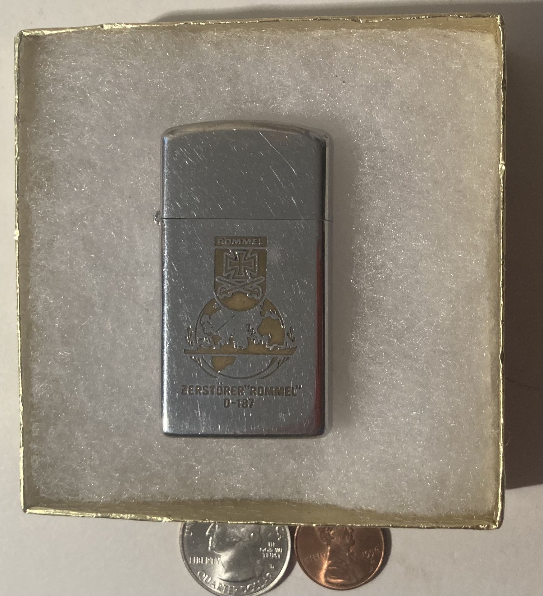 Vintage Zippo Lighter Rommel Zerstorer D-187 German Destroyer Ship