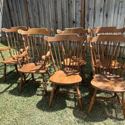 ETHAN ALLEN Heirloom Nutmeg Maple Fiddleback Windsor Dining Arm Chair 10-6072
