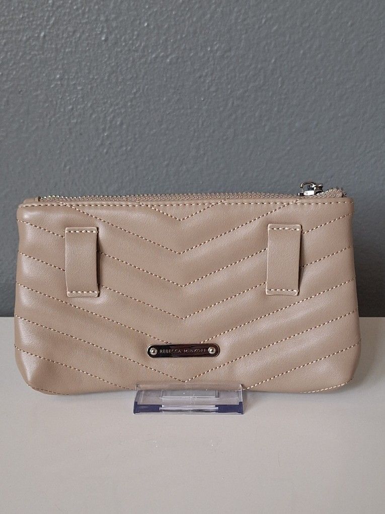 Rebecca Minkoff Beige Quilted Wristlet Small Belt Bag