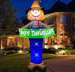 10ft Gaint Inflatable Thanksgiving Scarecrow with Built-in LED Lights