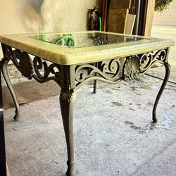 Heavy Iron Table With Glass Top