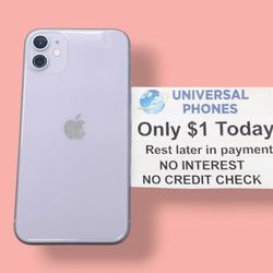 APPLE IPHONE 11 64GB UNLOCKED.  FREE SMARTWACH/ HEADPHONES. PAY $1 TODAY  REST IN  PAYMENTS.  NO  CREDIT NEEDED FINANCING   