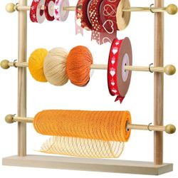 SAVINA Ribbon Organizer - Wooden Ribbon Rack Holder for Sewing Craft, 