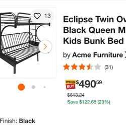 Futon Bunk Bed with Twin and Full sized bed