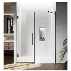Brand new In the Box- 51-60" W x 72-74" H Hinged Swing Shower Door, Pivot Frameless Shower Door with 5/16"(8mm) Clear SGCC Tempered Glass, Magnetic Cl