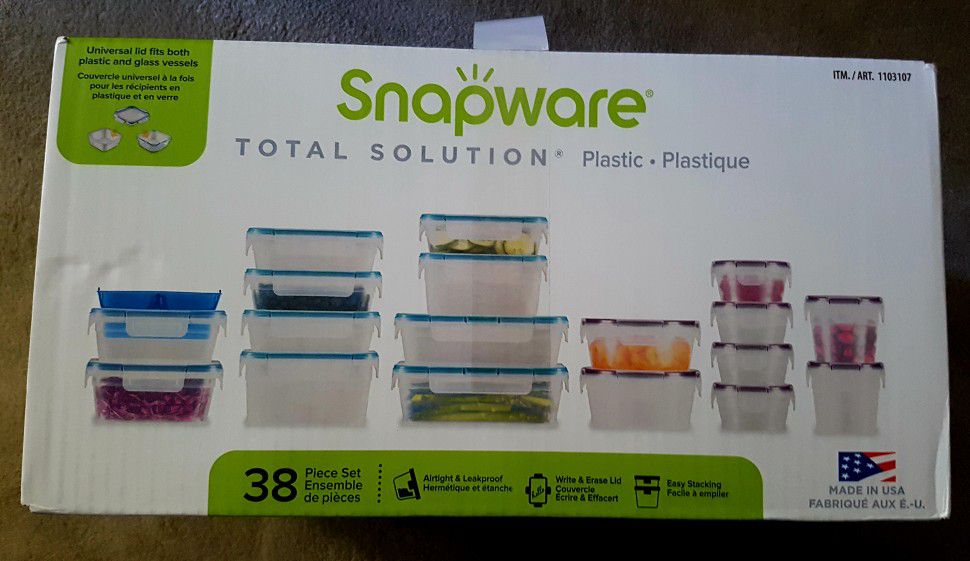 NEW 38 Piece Food Storage Containers Set Snapware Leakproof Plastic