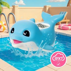 Baby Bath Thermometer for Newborn – Digital Bathtub Water Temperature Thermometer – Floating Dolphin Bath Toy, °C/°F Display, Waterproof & BPA-Free