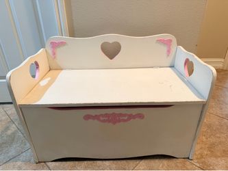 Princess Toy Chest & Storage Bench – White & Pink