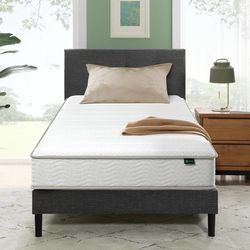 C295 $65  Zinus 8 Inch Twin Foam and Spring Hybrid Mattress, Medium Feel Fiberglass Free, Durable Support, Mattress in a Box, CertiPUR-US & OEKO-TEX C