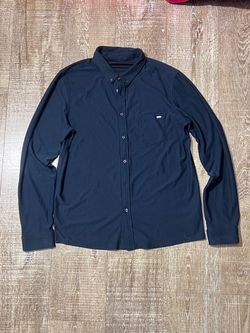 Vuori Men’s Large Navy Button Up Performance Long Sleeve Shirt