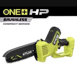 RYOBI 18V Brushless Compact Chainsaw, 8 in