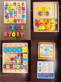 Wooden Educational Toys Lot - 4 Sets