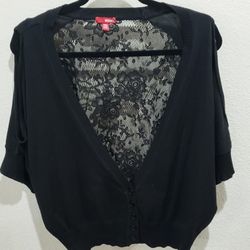 Bongo Cold Shoulder Lacey Back Lightweight Cardigan size Woman's 2XL