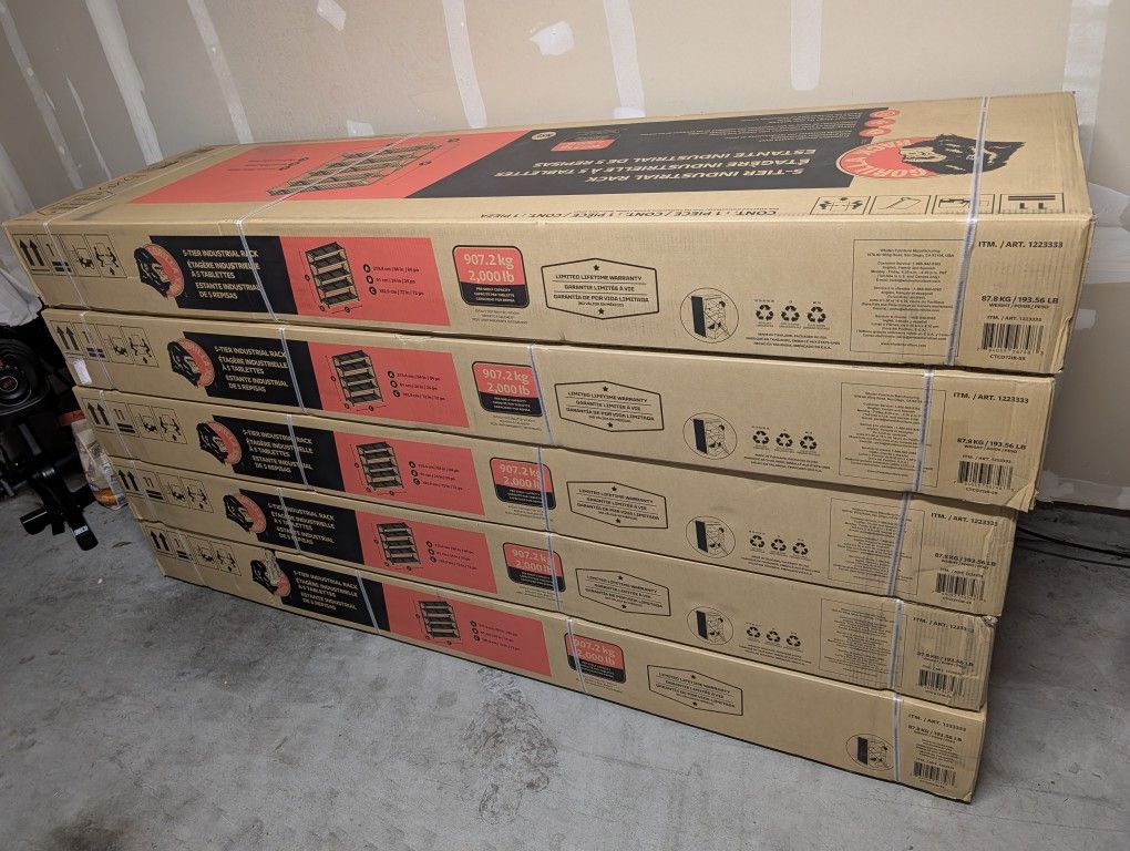 Gorilla Rack 5-tier Industrial Rack, 72" x 24" x 84"