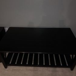 black table (bottom broke, but can be removed and used without the bottom)