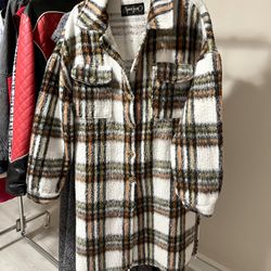 Spoon Jeans Long Button Down Coat Jacket with Two Chest Pockets